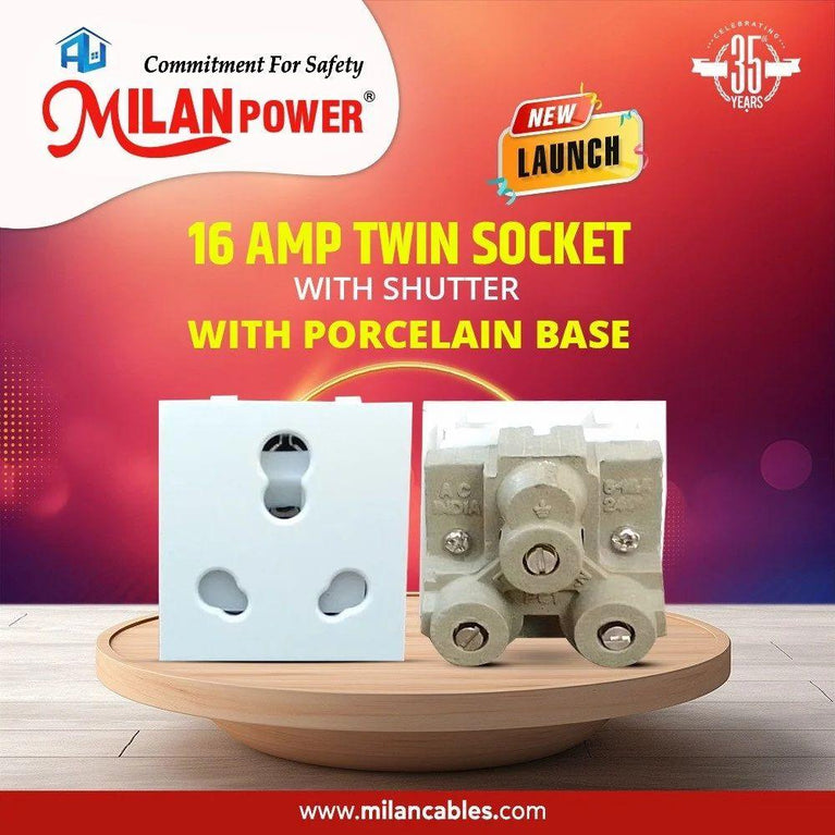 16 AMP TWIN SOCKET with PORCELAIN