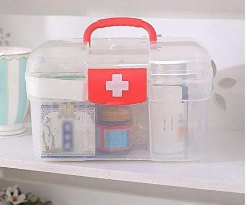 24.5x13.5x15 - Plastic Double Layers Health Care First Aid Medicine Storage Medical Box