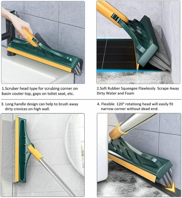 2 IN 1 TILES CLEANING BRUSH - 2 in 1 Floor Brush Scrubber with Long Handle Grout Brush