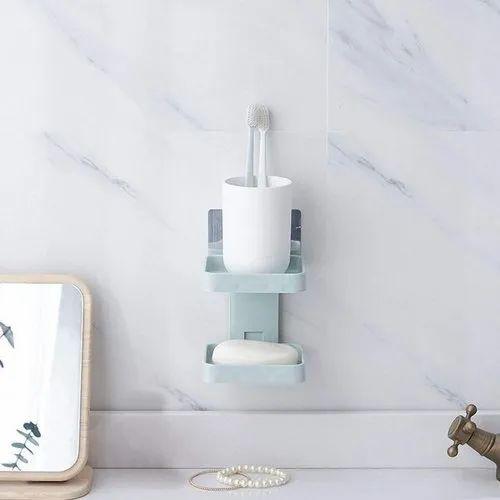 2 Layer Plastic Bathroom Soap Stand Holder Bathroom Shelve Soap Box