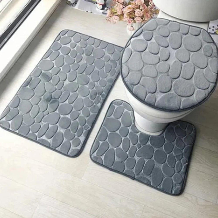 3PCS ટોઇલેટ બાથ મેટ (3pcs નોન સ્લિપ બાથ મેટ સેટ સુપર સોફ્ટ પેડેસ્ટલ અને બાથ રગ મેમરી ફોમ)