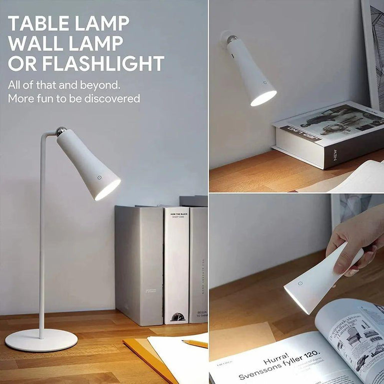 3 ઈન 1 મેગ્નેટિક મલ્ટિફંક્શન ટેબલ લેમ્પ - મેગ્નેટિક વાયરલેસ રિચાર્જેબલ ટેબલ સાથે લેડ ડેસ્ક લેમ્પ