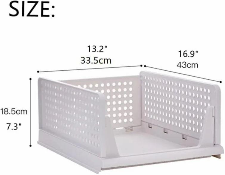 3 લેયર ફોલ્ડેબલ સ્લાઈડિંગ ડ્રોવર - 3 પેક સ્ટેકેબલ ક્લોથ્સ સ્ટોરેજ બાસ્કેટ ઓર્ગેનાઈઝર