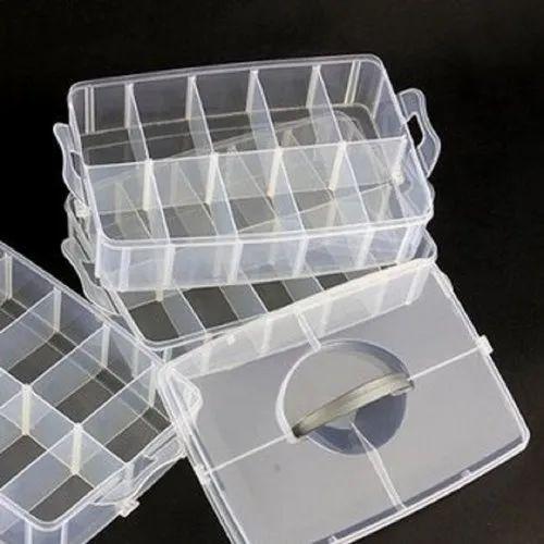 3 Layer- 30 Grid Storage Box Transparent Plastic Makeup Organizer Storage Compartment Box