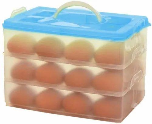3 Layer 36 Egg Storage Box Holder Tray Stand With Lid Lock Handle