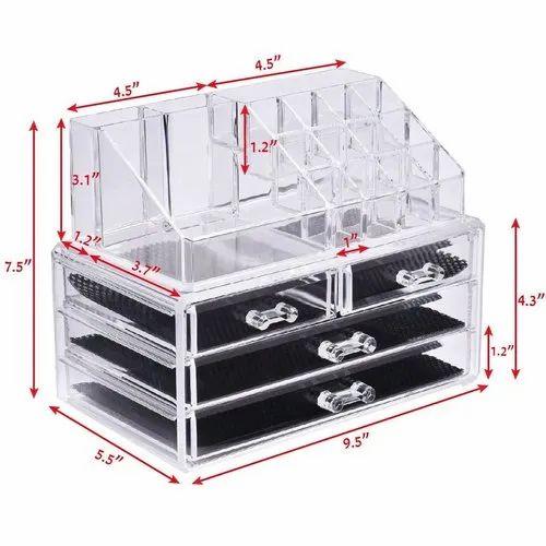 4 Drawer & 16 Compartment Plastic Cosmetic Makeup Jewellery Lipstick Box