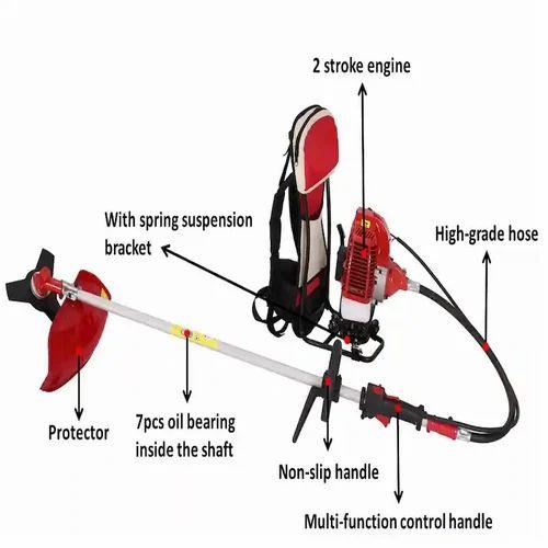 4 Stroke Side Pack Petrol Brush Cutter With Multi Attachments