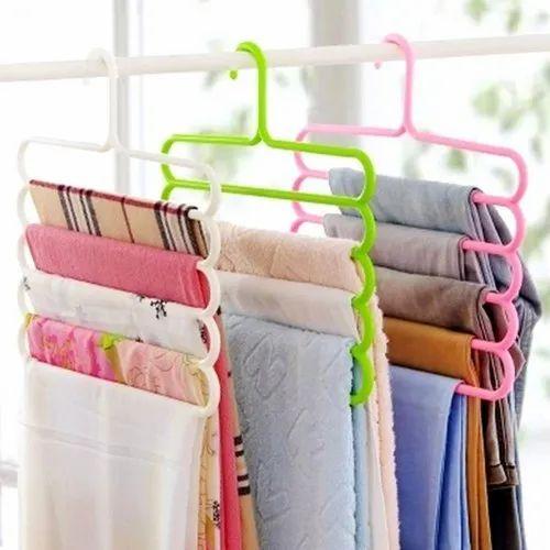 5 Layer Plastic Clothes Hanger Multifunction 5 Layer Plastic Hangers