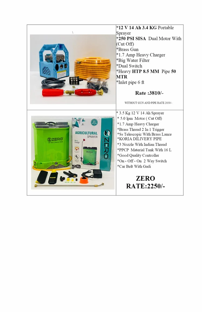 એગ્રીકલ્ચર ડબલ મોટર સ્પ્રેયર 14ah