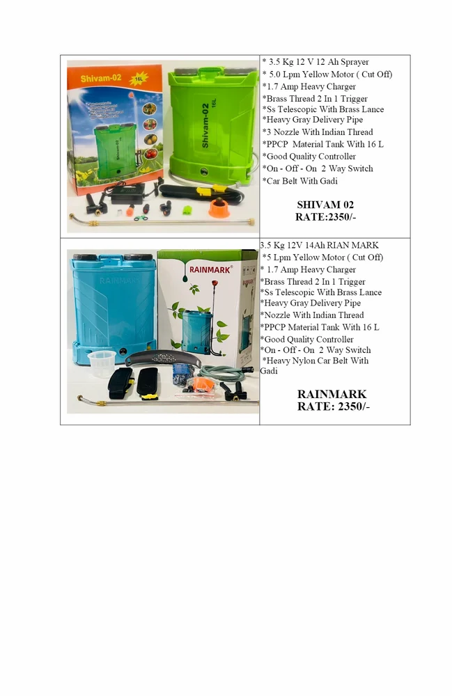 એગ્રીકલ્ચર ડબલ મોટર સ્પ્રેયર 14ah
