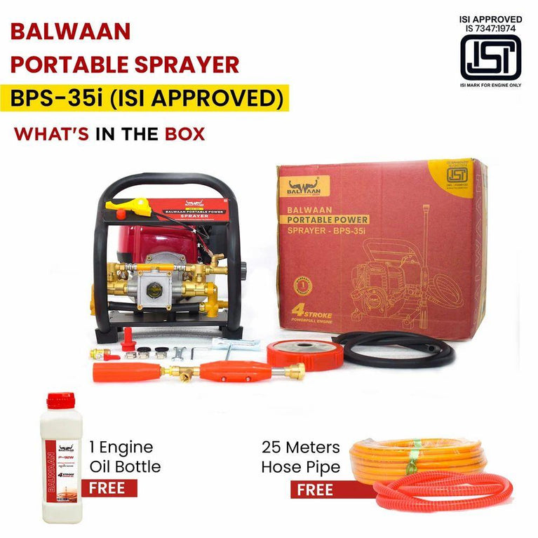 बलवान आईएसआई मार्क पोर्टेबल स्प्रेयर 25 मीटर नली पाइप के साथ BPS-35i