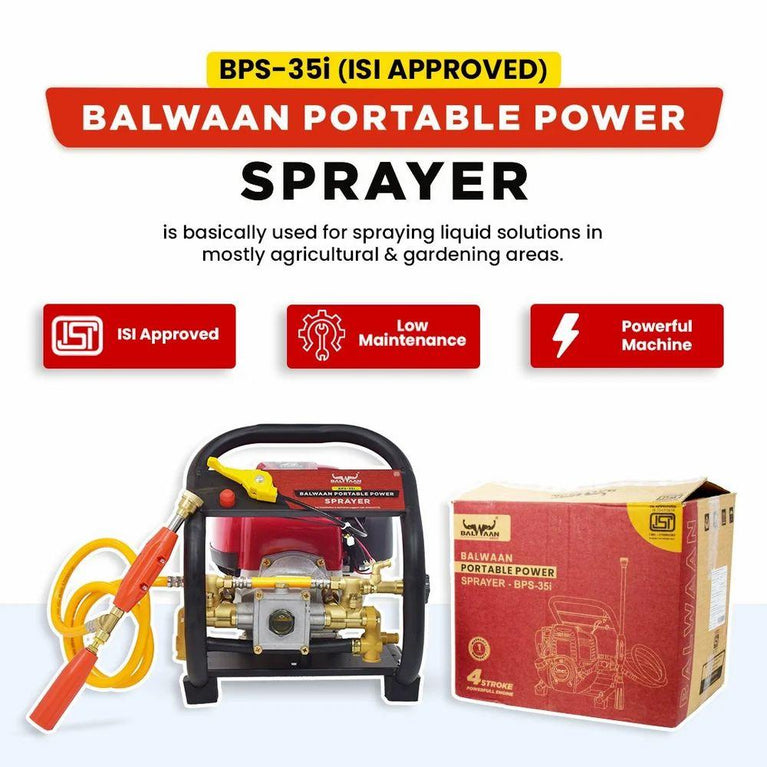 बलवान आईएसआई मार्क पोर्टेबल स्प्रेयर 25 मीटर नली पाइप के साथ BPS-35i