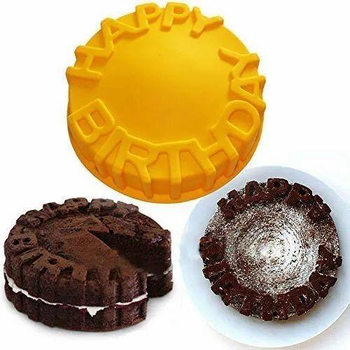 Silicone Round Shape Cake Mould Happy Birthday Letter Cake Mold
