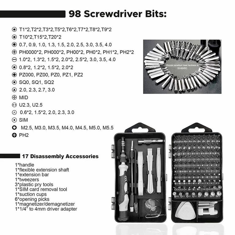 115 IN 1 SCREWDRIVER SET