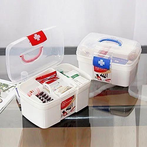 24.5x13.5x15 - Plastic Double Layers Health Care First Aid Medicine Storage Medical Box