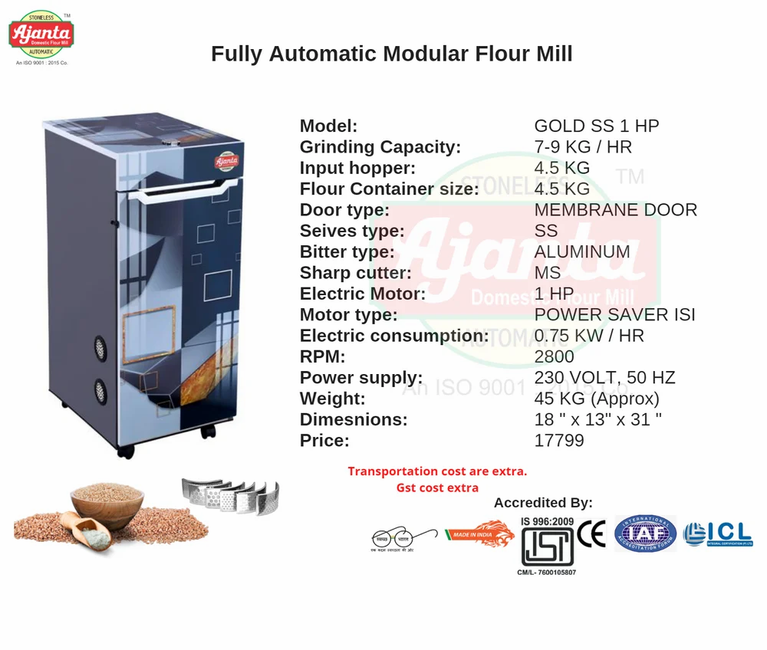 2 HP Stoneless Flour Mill 2 In 1
