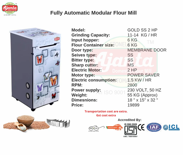 2 HP Stoneless Flour Mill 2 In 1
