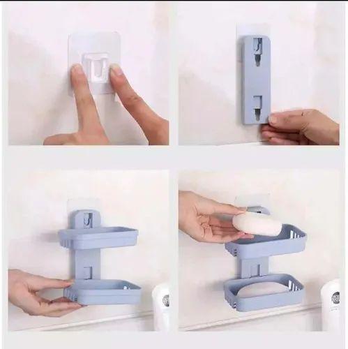 2 Layer Plastic Bathroom Soap Stand Holder Bathroom Shelve Soap Box