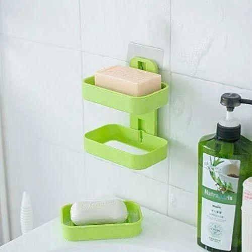 2 Layer Plastic Bathroom Soap Stand Holder Bathroom Shelve Soap Box