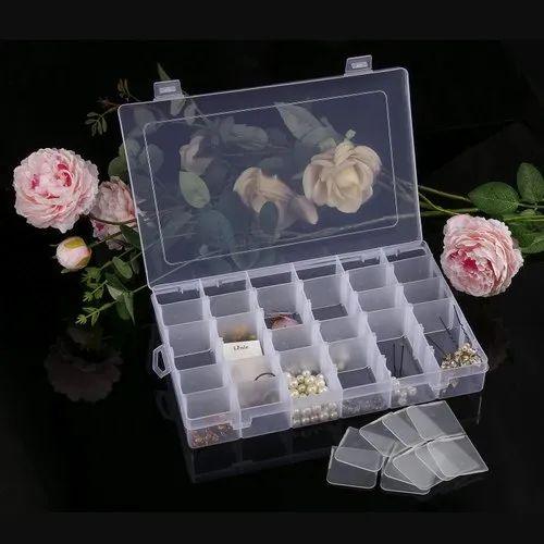 36 Grids Clear Plastic Storage Box with Adjustable Dividers Organizer