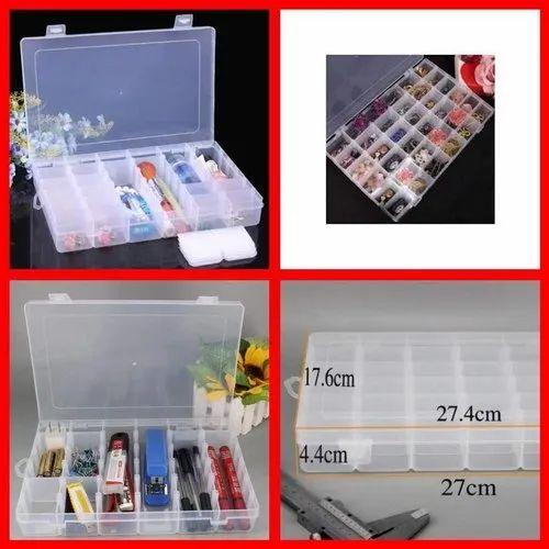 36 Grids Clear Plastic Storage Box with Adjustable Dividers Organizer