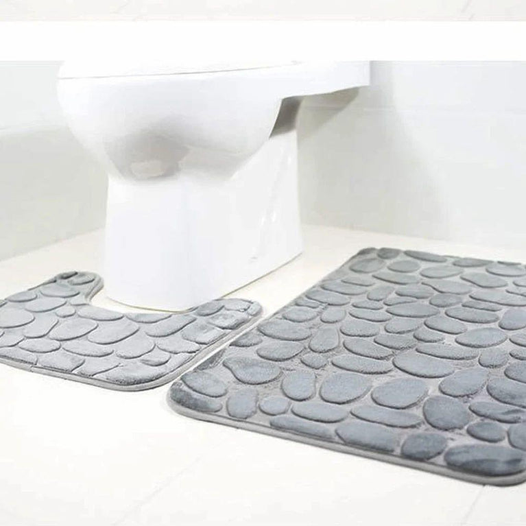 3PCS TOILET BATH MAT (3pcs Non Slip Bath Mat Set Super Soft Pedestal and Bath Rug Memory Foam )