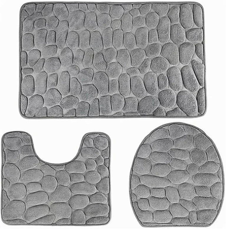 3PCS TOILET BATH MAT (3pcs Non Slip Bath Mat Set Super Soft Pedestal and Bath Rug Memory Foam )