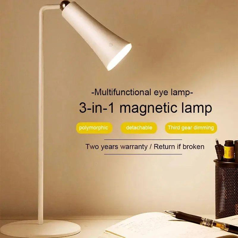 3 IN 1 MAGNETIC MULTIFUNCTION TABLE LAMP - Led Desk Lamp with Magnetic Wireless Rechargeable Table