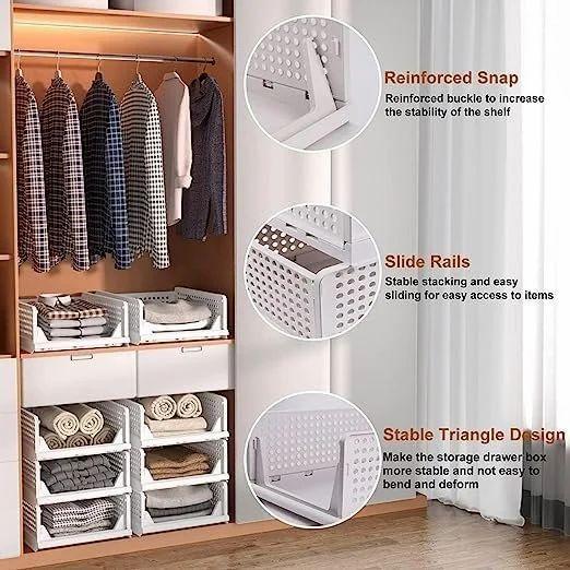3 LAYER FOLDABLE SLIDING DRAWER - 3Pack Stackable Clothes Storage Basket Organizer