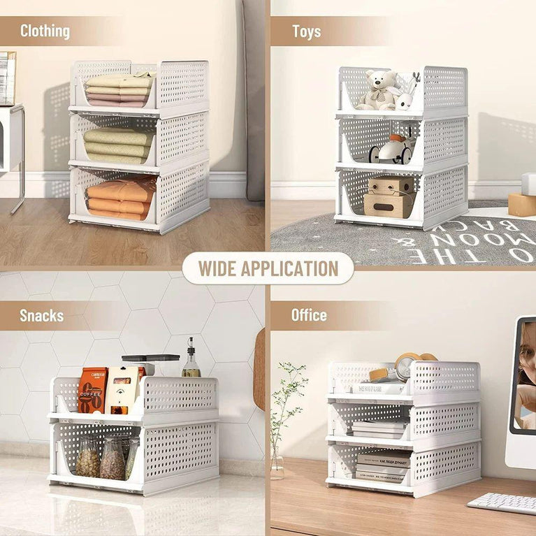 3 LAYER FOLDABLE SLIDING DRAWER - 3Pack Stackable Clothes Storage Basket Organizer