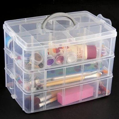 3 Layer- 30 Grid Storage Box Transparent Plastic Makeup Organizer Storage Compartment Box