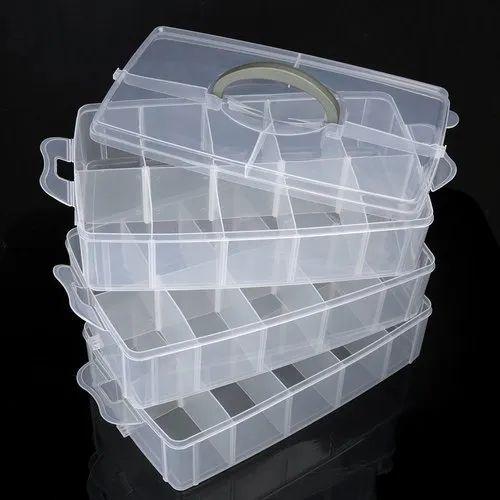 3 Layer- 30 Grid Storage Box Transparent Plastic Makeup Organizer Storage Compartment Box