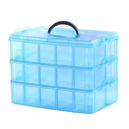 3 Layer- 30 Grid Storage Box Transparent Plastic Makeup Organizer Storage Compartment Box