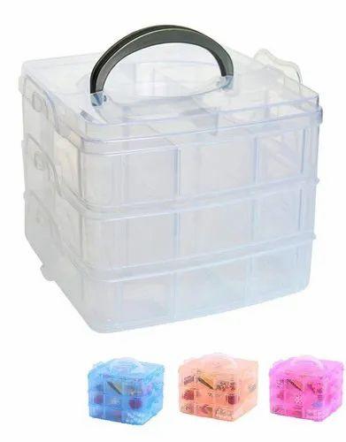 3 Layers 18 Grid Plastic Transparent Jewelry Storage Box