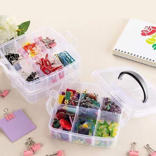 3 Layers 18 Grid Plastic Transparent Jewelry Storage Box