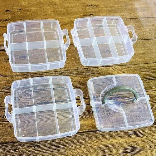 3 Layers 18 Grid Plastic Transparent Jewelry Storage Box
