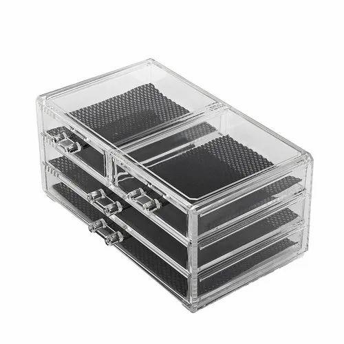 4 Drawer & 16 Compartment Plastic Cosmetic Makeup Jewellery Lipstick Box