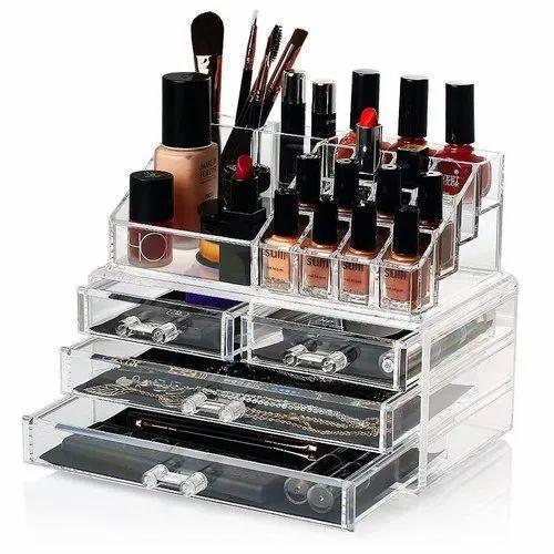 4 Drawer & 16 Compartment Plastic Cosmetic Makeup Jewellery Lipstick Box