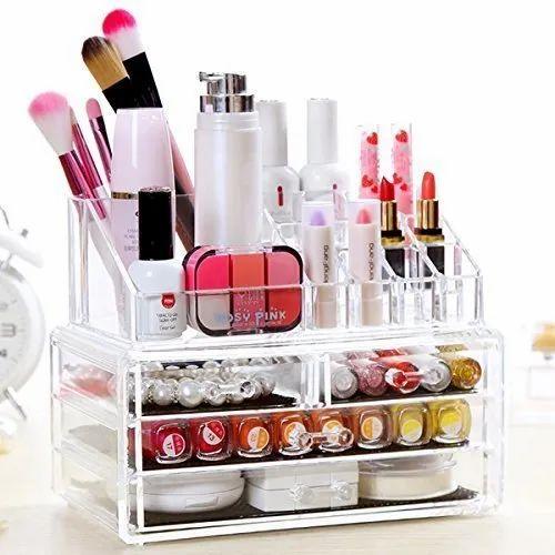 4 Drawer & 16 Compartment Plastic Cosmetic Makeup Jewellery Lipstick Box