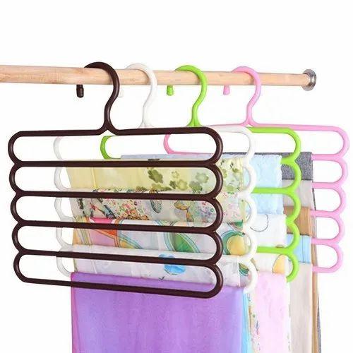 5 Layer Plastic Clothes Hanger Multifunction 5 Layer Plastic Hangers