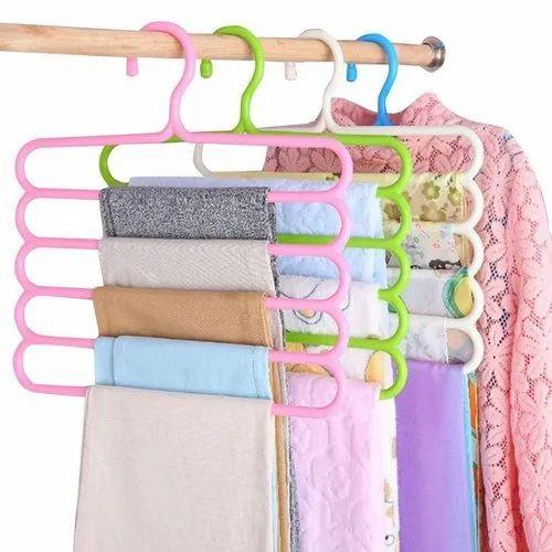 5 Layer Plastic Clothes Hanger Multifunction 5 Layer Plastic Hangers
