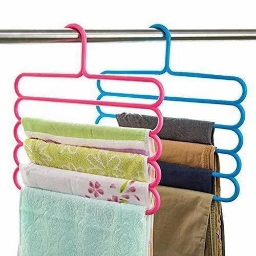 5 Layer Plastic Clothes Hanger Multifunction 5 Layer Plastic Hangers