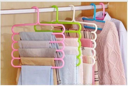 5 Layer Plastic Clothes Hanger Multifunction 5 Layer Plastic Hangers