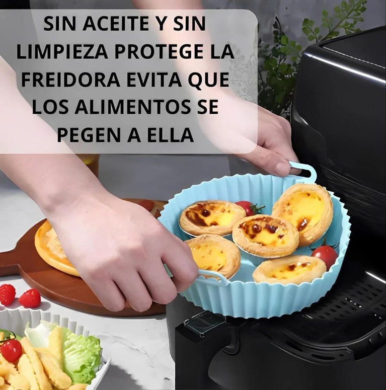 AIR FRYER SILICONE BAKING TRAY 6PCS SET - Air Fryer Silicone Pot with Handle Reusable Liner