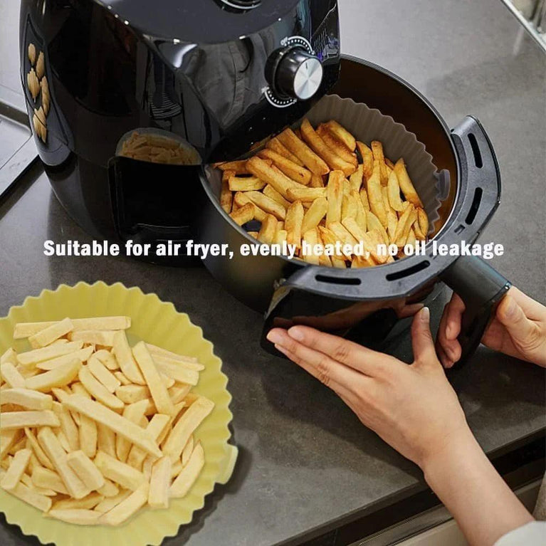 AIR FRYER SILICONE BAKING TRAY 6PCS SET - Air Fryer Silicone Pot with Handle Reusable Liner