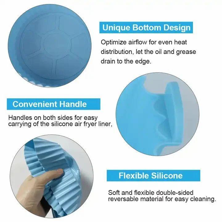 AIR FRYER SILICONE BAKING TRAY 6PCS SET - Air Fryer Silicone Pot with Handle Reusable Liner