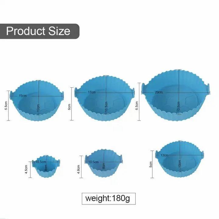 AIR FRYER SILICONE BAKING TRAY 6PCS SET - Air Fryer Silicone Pot with Handle Reusable Liner