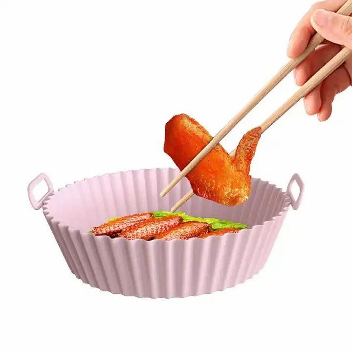 AIR FRYER SILICONE BAKING TRAY 6PCS SET - Air Fryer Silicone Pot with Handle Reusable Liner