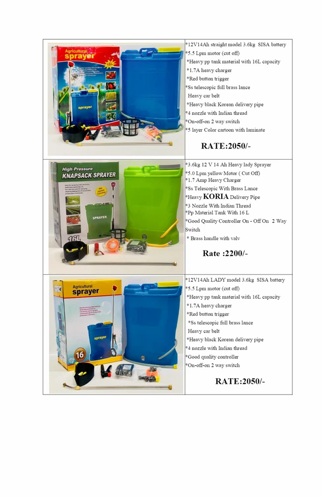Agriculture Double Motor Sprayer 14ah