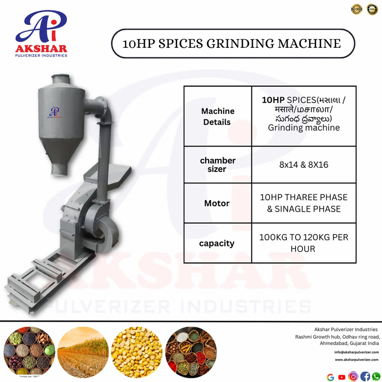 Akshar Pulverizer 7.5 Hp Turmeric Grinding Machine 75 Kg/Hr
